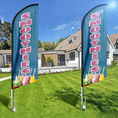 Smoothie Sign - 8ft Smoothies Swooper Feather Flag for Smoothies Business（Flagpole Not Included） - FSFlag