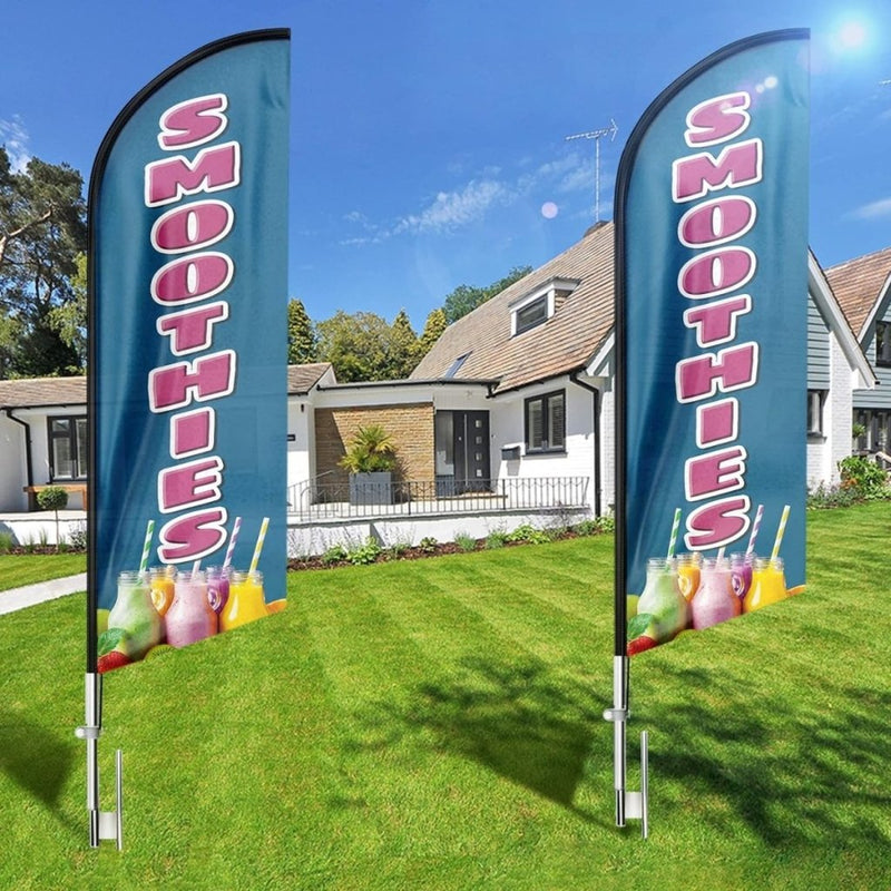 Smoothie Sign - 8ft Smoothies Swooper Feather Flag for Smoothies Business（Flagpole Not Included） - FSFlag