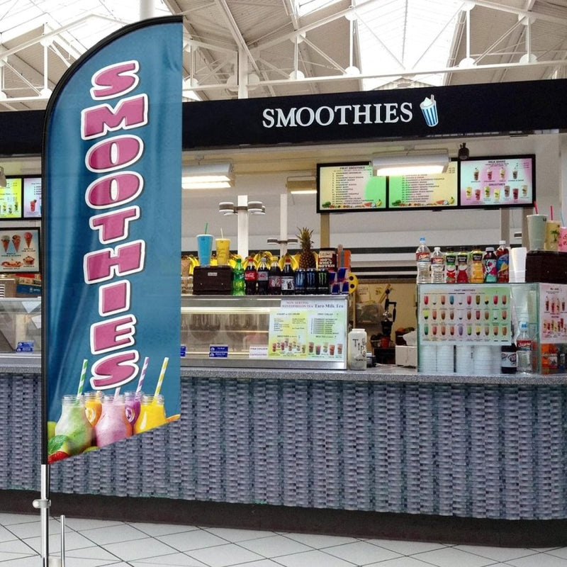Smoothie Sign - 8ft Smoothies Swooper Feather Flag for Smoothies Business（Flagpole Not Included） - FSFlag