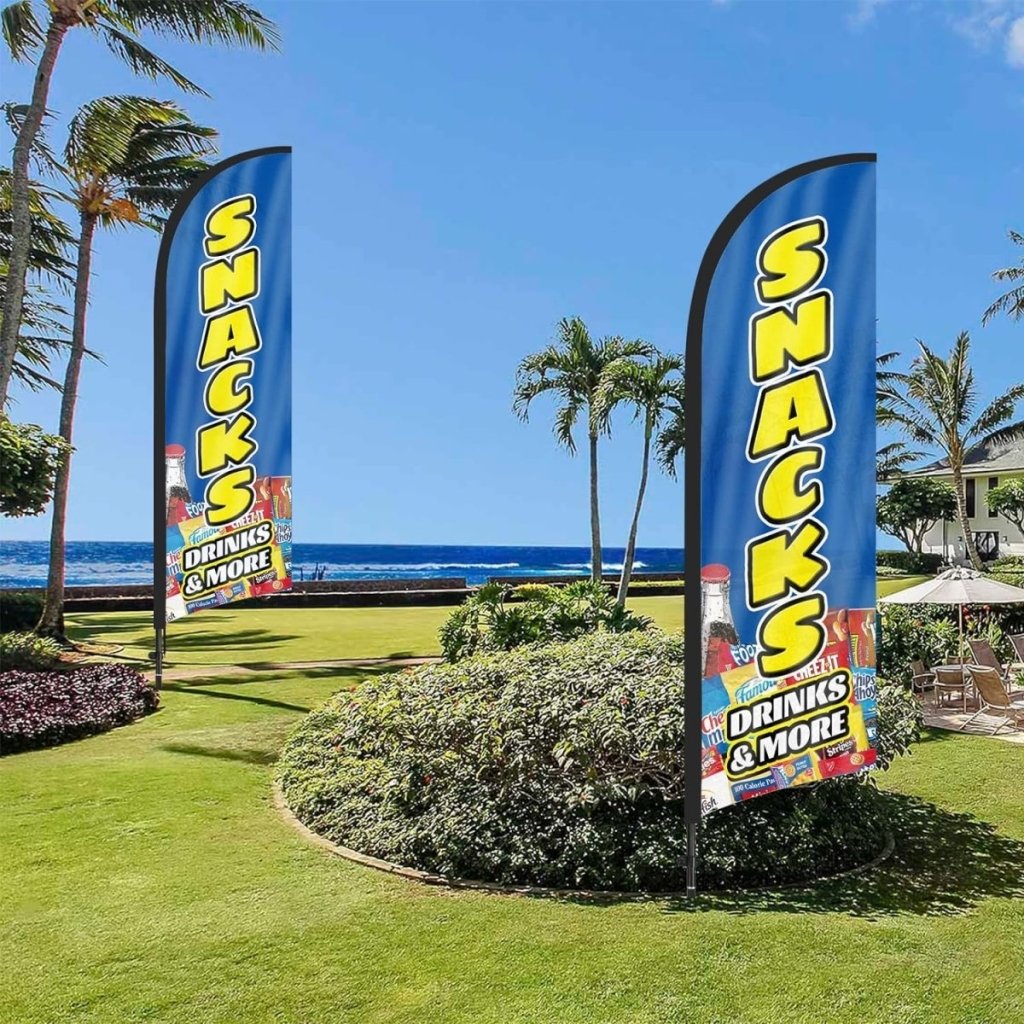 Snack Bar Sign Kit - 8ft Snacks Feather Flag with Pole and Stake - FSFlag