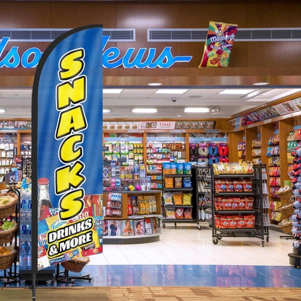 Snack Bar Sign Kit - 8ft Snacks Feather Flag with Pole and Stake - FSFlag