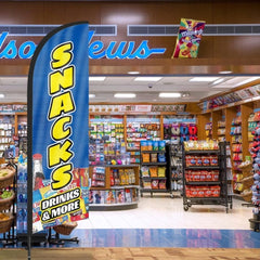 Snack Bar Sign Kit - 8ft Snacks Feather Flag with Pole and Stake - FSFlag