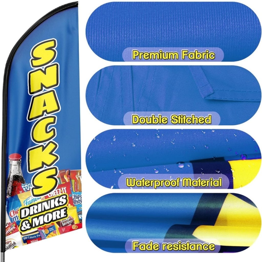 Snack Sign - 11ft Feather Flag Kit for Advertising with Pole and Stake - FSFlag