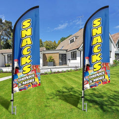 Snack Sign - 11ft Feather Flag Kit for Advertising with Pole and Stake - FSFlag