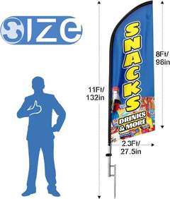 Snack Sign - 11ft Feather Flag Kit for Advertising with Pole and Stake - FSFlag