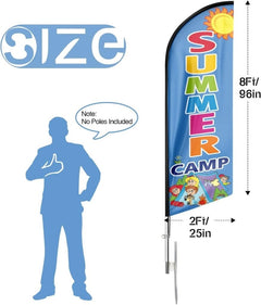 Summer Camp Flag - 8ft Summer Camp Feather Flag for Summer Camp Business（Flagpole Not Included） - FSFlag