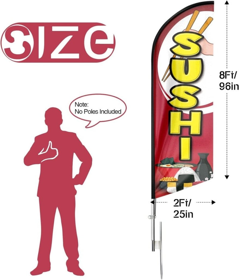 Sushi sign - 8ft Red Sushi Feather Flag !（Flagpole Not Included） - FSFlag