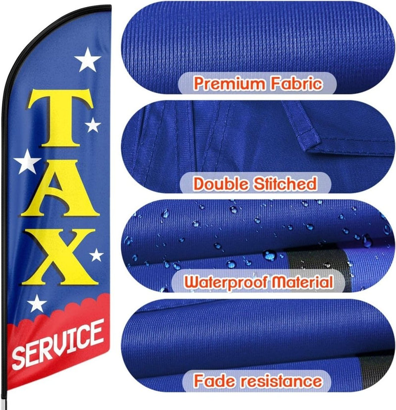 Tax Service Sign - 11Ft Tax Service Feather Flag Pole Kit with Ground Stake - FSFlag