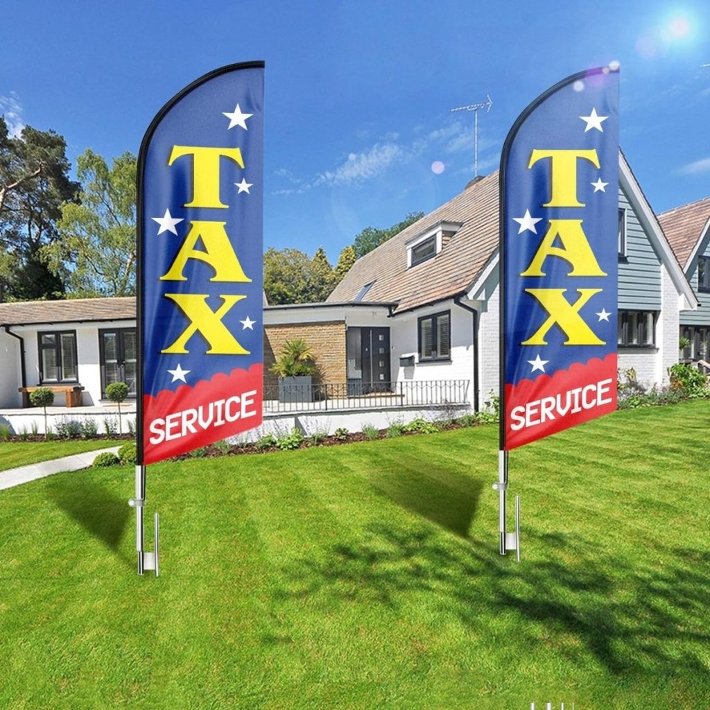 Tax Service Sign - 11Ft Tax Service Feather Flag Pole Kit with Ground Stake - FSFlag