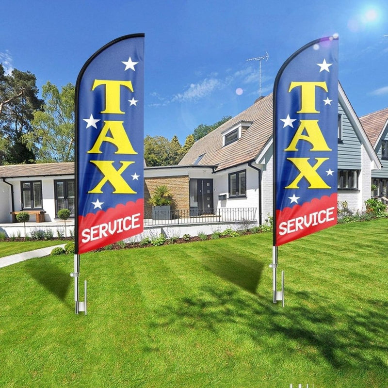 Tax Service Sign - 11Ft Tax Service Feather Flag Pole Kit with Ground Stake - FSFlag