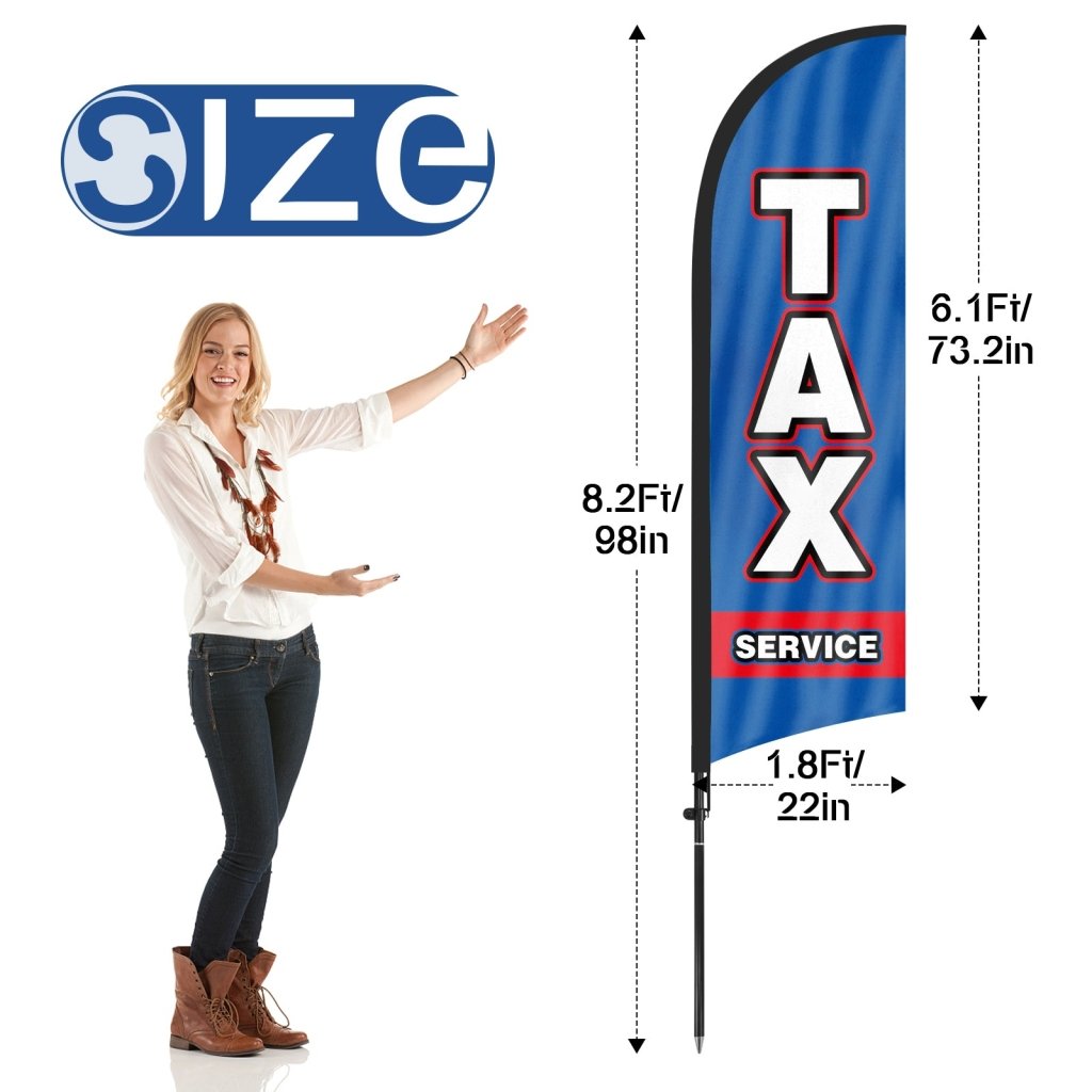 Tax Service Signs - 8FT Blue Tax Service Feather Flag Pole Kit