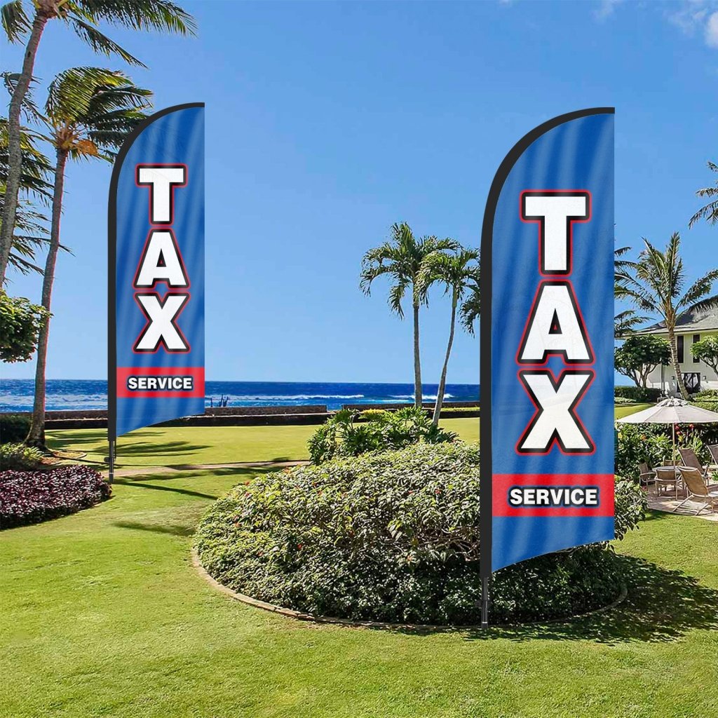 Tax Service Signs - 8FT Blue Tax Service Feather Flag Pole Kit