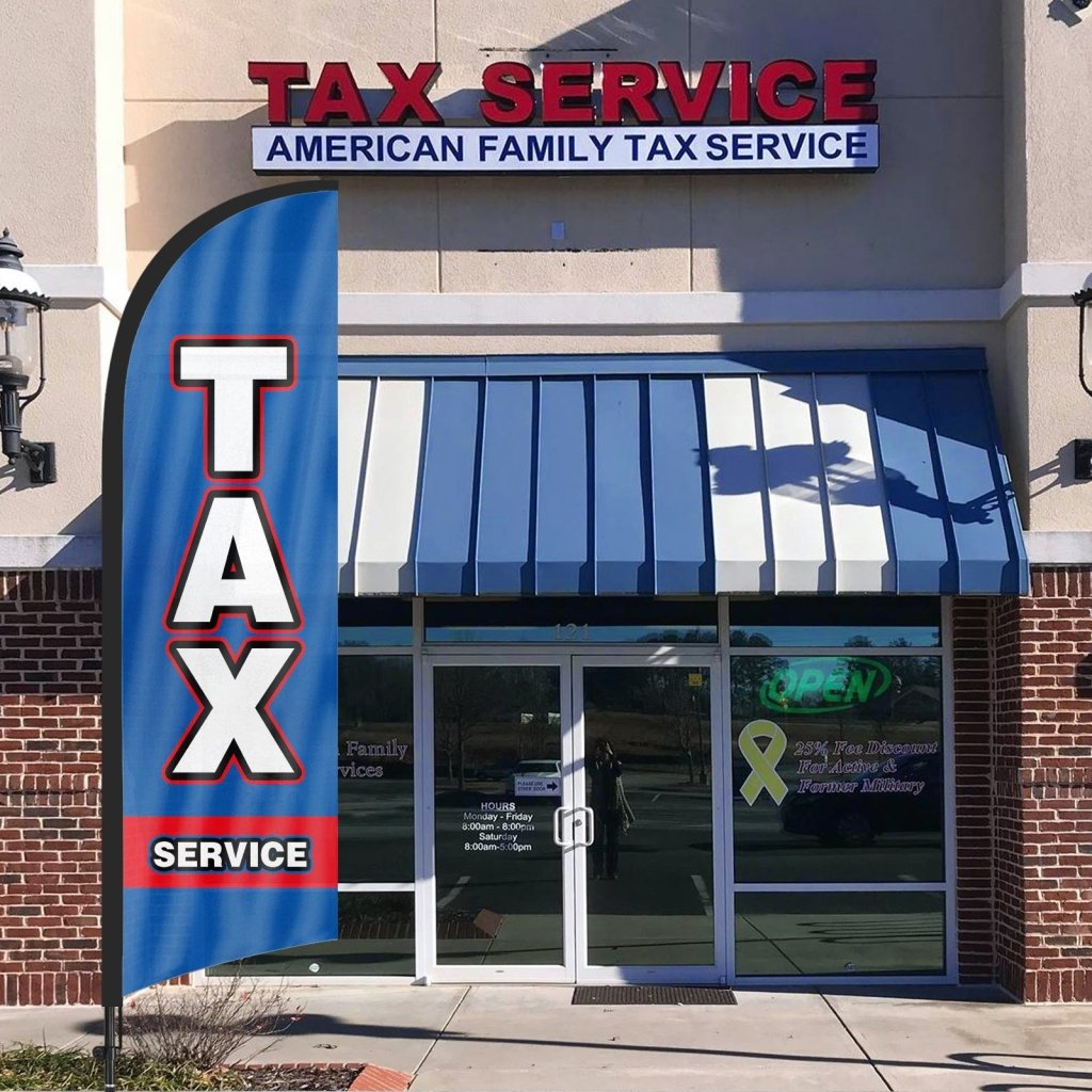 Tax Service Signs - 8FT Blue Tax Service Feather Flag Pole Kit