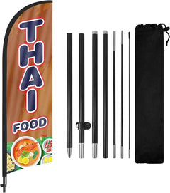 Thai Food Flag Kit - 8ft Thai Food Feather with Pole and Stake - FSFlag