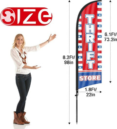 Thrift Store Signs - 8FT Thrift Store Feather Flags with Pole and Ground Stake - FSFlag