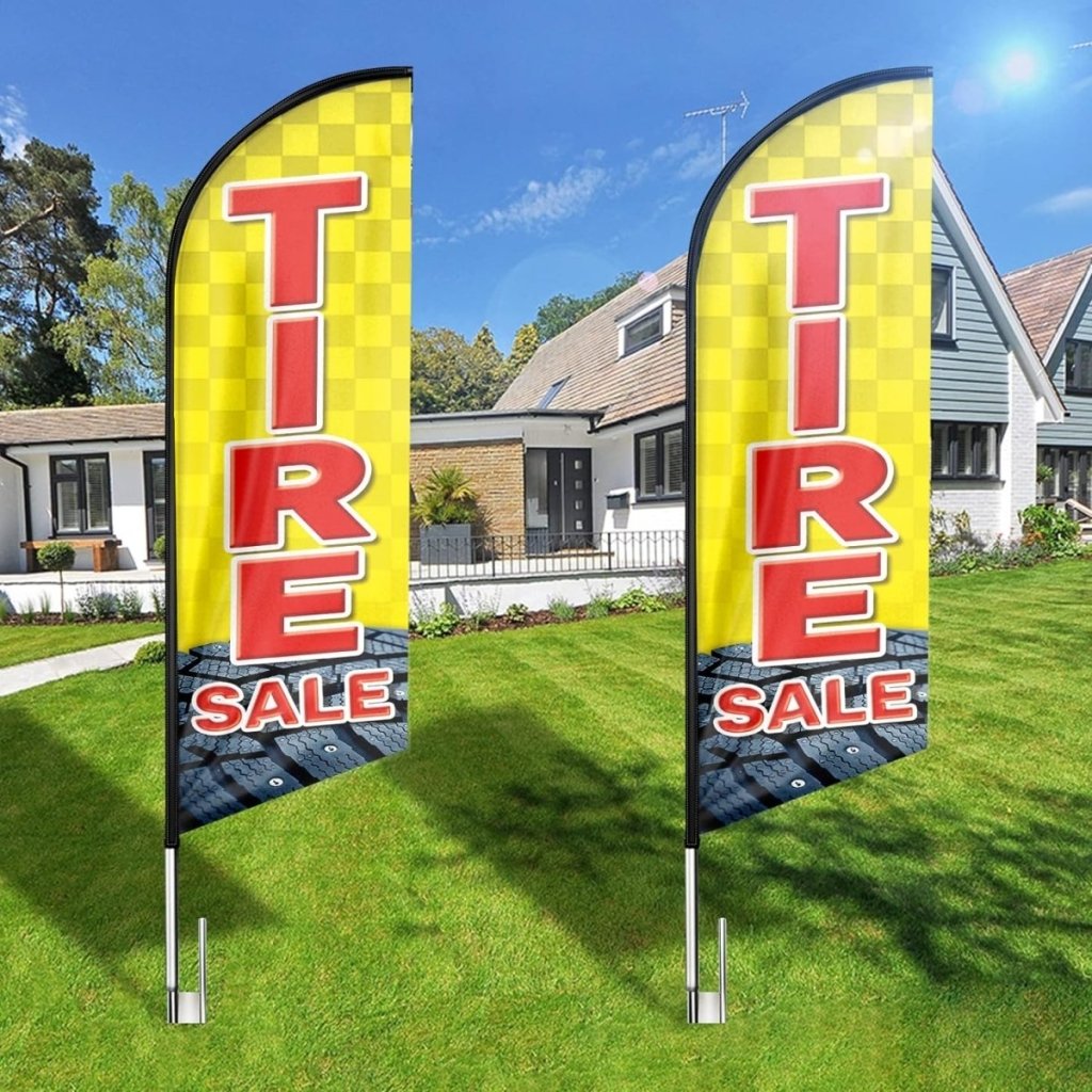 Tire Signs For Sale - 8ft Yellow Tire Sale Feather Flag for Tire Sale Business（Flagpole Not Included） - FSFlag