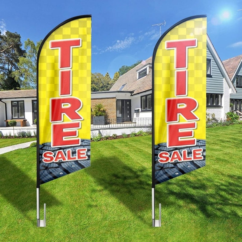 Tire Signs For Sale - 8ft Yellow Tire Sale Feather Flag for Tire Sale Business（Flagpole Not Included） - FSFlag