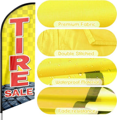 Tire Signs For Sale - 8ft Yellow Tire Sale Feather Flag for Tire Sale Business（Flagpole Not Included） - FSFlag