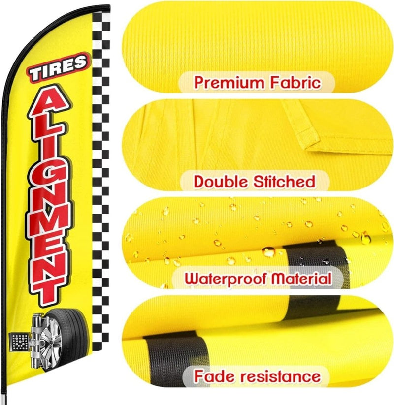 Tires Alignment Feather Flag: Advertising Banner for Tires Alignment Business (8ft Flagpole Not Included) - FSFlag