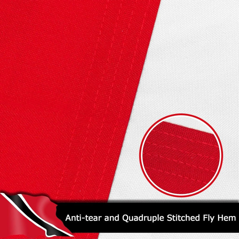 Trinidad and Tobago Flag for Outside, 400D Heavy Duty Polyester, Double - Sided Printing, Quadruple Stitched Fly Hem, Fade Resistant, 2 Brass Grommets