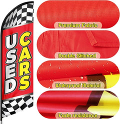 Used Car Signs - 8ft Red Used Cars Feather Flag for Used Cars Business（Flagpole Not Included） - FSFlag