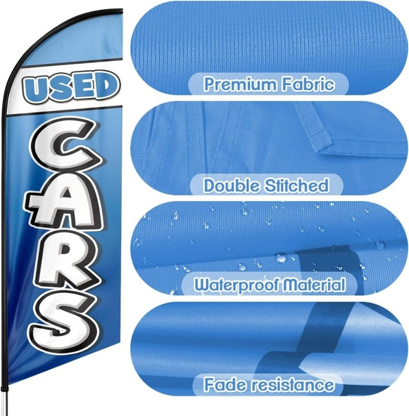 Used Car Signs - 8Ft Used Cars Advertising Swooper Feather Flag（Flagpole Not Included） - FSFlag