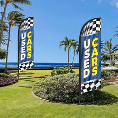 Used Cars Sign - 8ft Used Cars Blue Feather Flag With Pole Kit