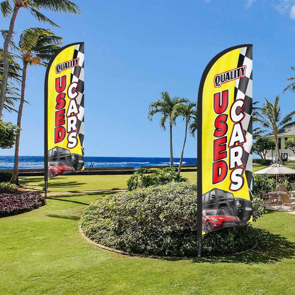 Used Cars Sign - 8ft Used Cars Feather Flag With Pole