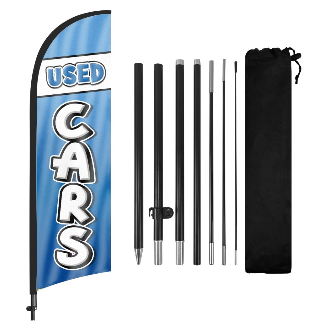 Used Cars Sign - 8ft Used Cars Feather Flag With Pole Kit