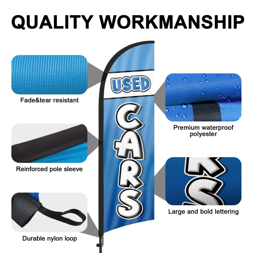 Used Cars Sign - 8ft Used Cars Feather Flag With Pole Kit