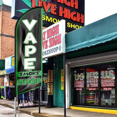 Vape Shop Signs - 8ft BlackVape Smoke Shop Feather Flag for Vape Smoke Shop Business（Flagpole Not Included） - FSFlag