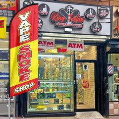 Vape Smoke Shop Feather Flag: Advertising Banner for Vape Smoke Shop Business (8ft Flagpole Not Included) - FSFlag