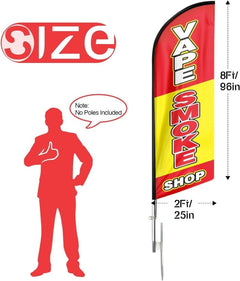 Vape Smoke Shop Feather Flag: Advertising Banner for Vape Smoke Shop Business (8ft Flagpole Not Included) - FSFlag