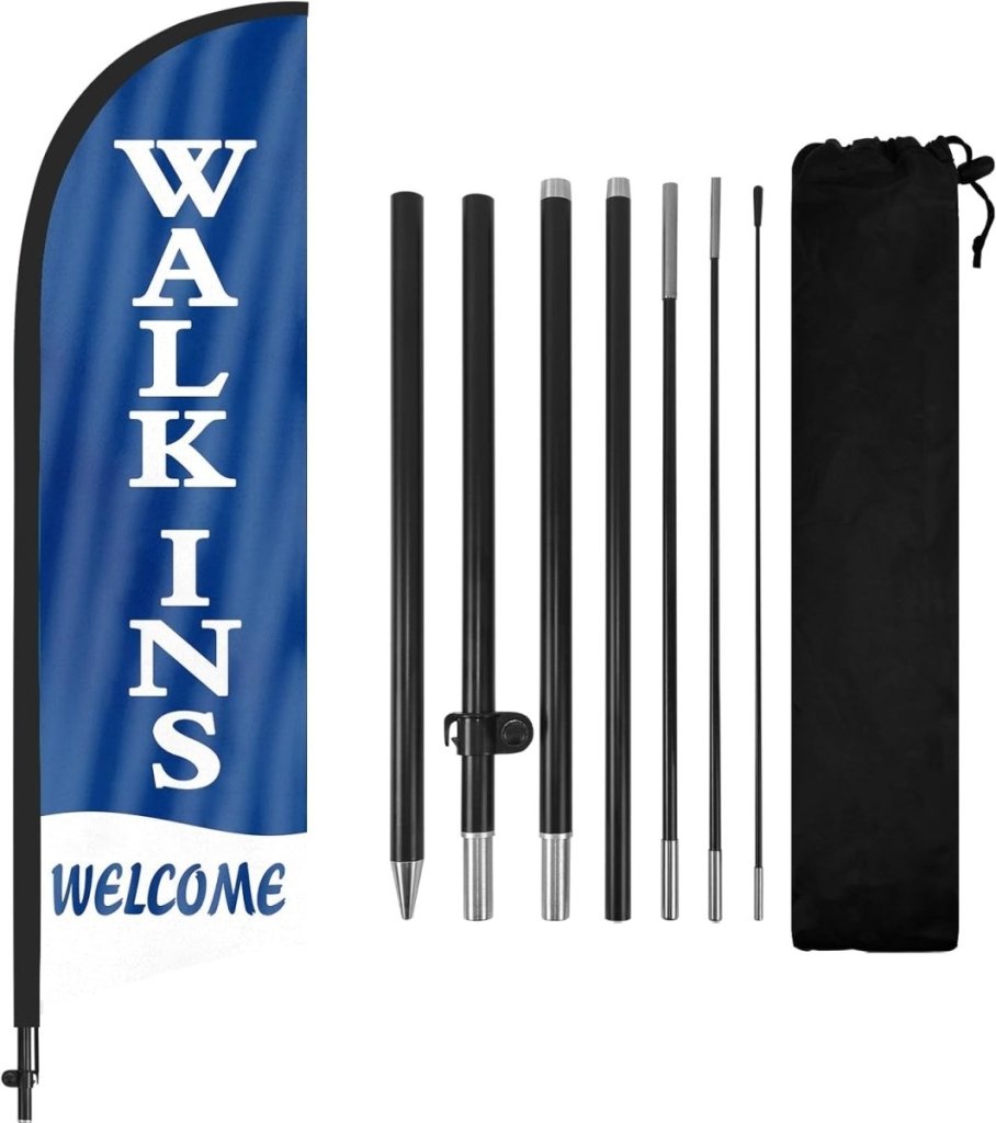 Walk Ins Welcome Sign - 8ft Walk - Ins Welcome Feather Flag Pole Kit - FSFlag