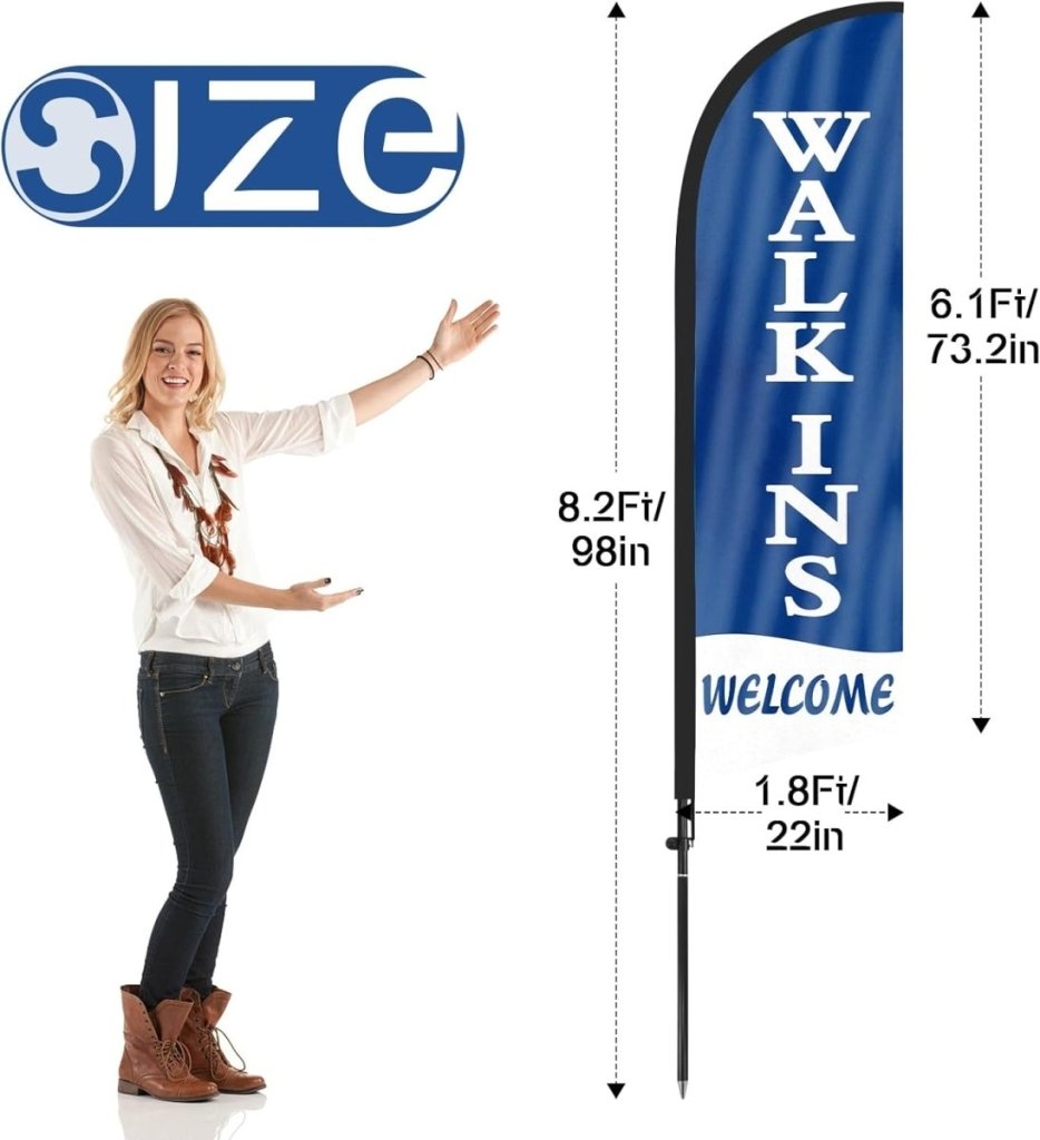 Walk Ins Welcome Sign - 8ft Walk - Ins Welcome Feather Flag Pole Kit - FSFlag