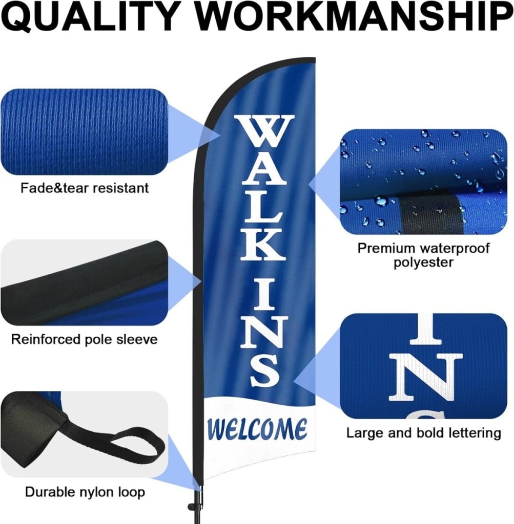 Walk Ins Welcome Sign - 8ft Walk - Ins Welcome Feather Flag Pole Kit - FSFlag