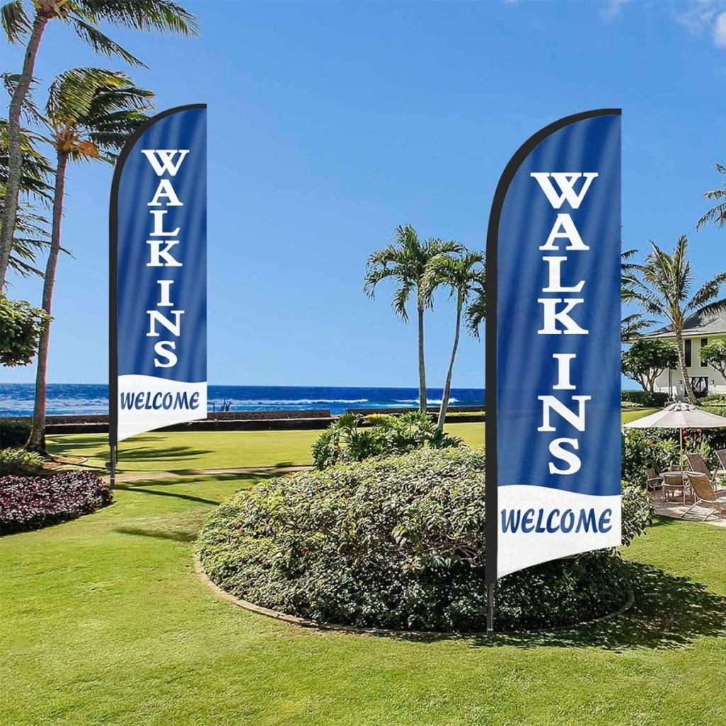 Walk Ins Welcome Sign - 8ft Walk - Ins Welcome Feather Flag Pole Kit - FSFlag