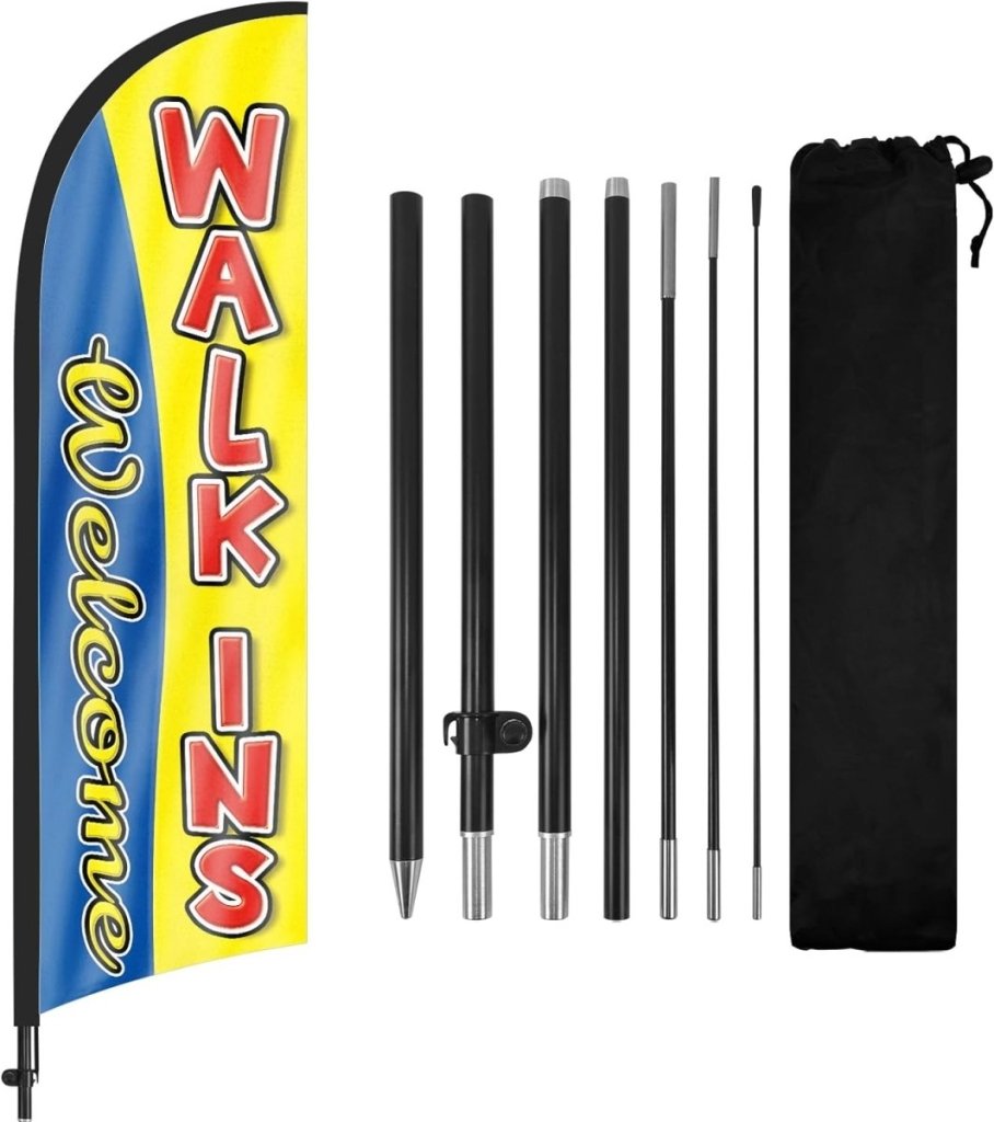 Walk Ins Welcome Sign - 8ft Walk - Ins Welcome Feather Flag Set - FSFlag