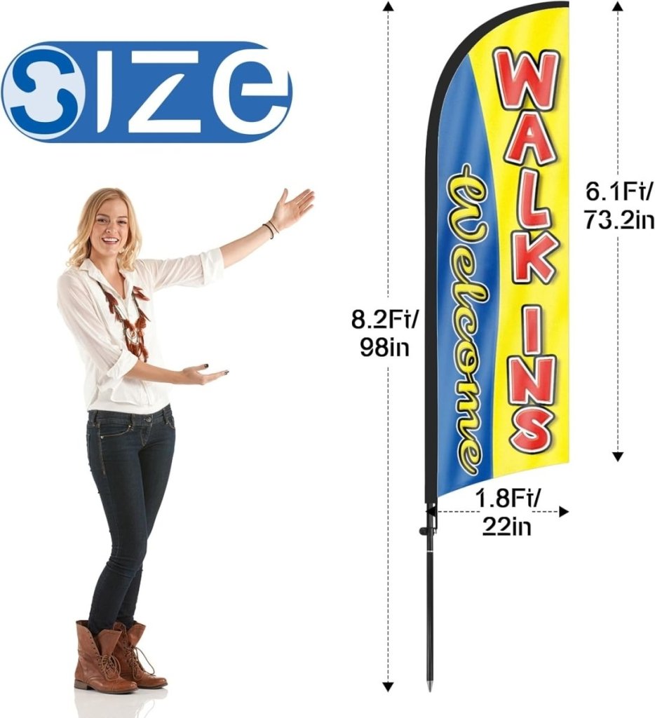 Walk Ins Welcome Sign - 8ft Walk - Ins Welcome Feather Flag Set - FSFlag