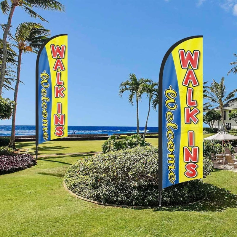Walk Ins Welcome Sign - 8ft Walk - Ins Welcome Feather Flag Set - FSFlag