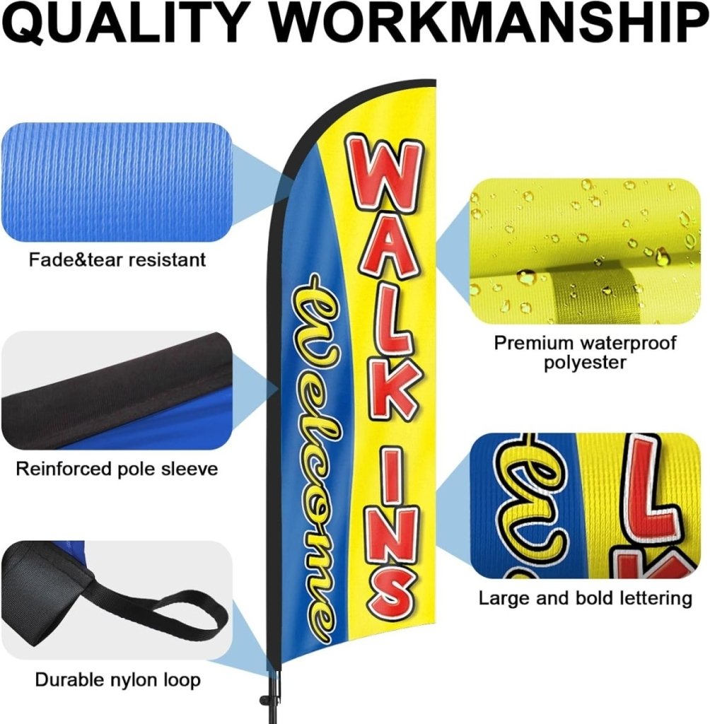 Walk Ins Welcome Sign - 8ft Walk - Ins Welcome Feather Flag Set - FSFlag