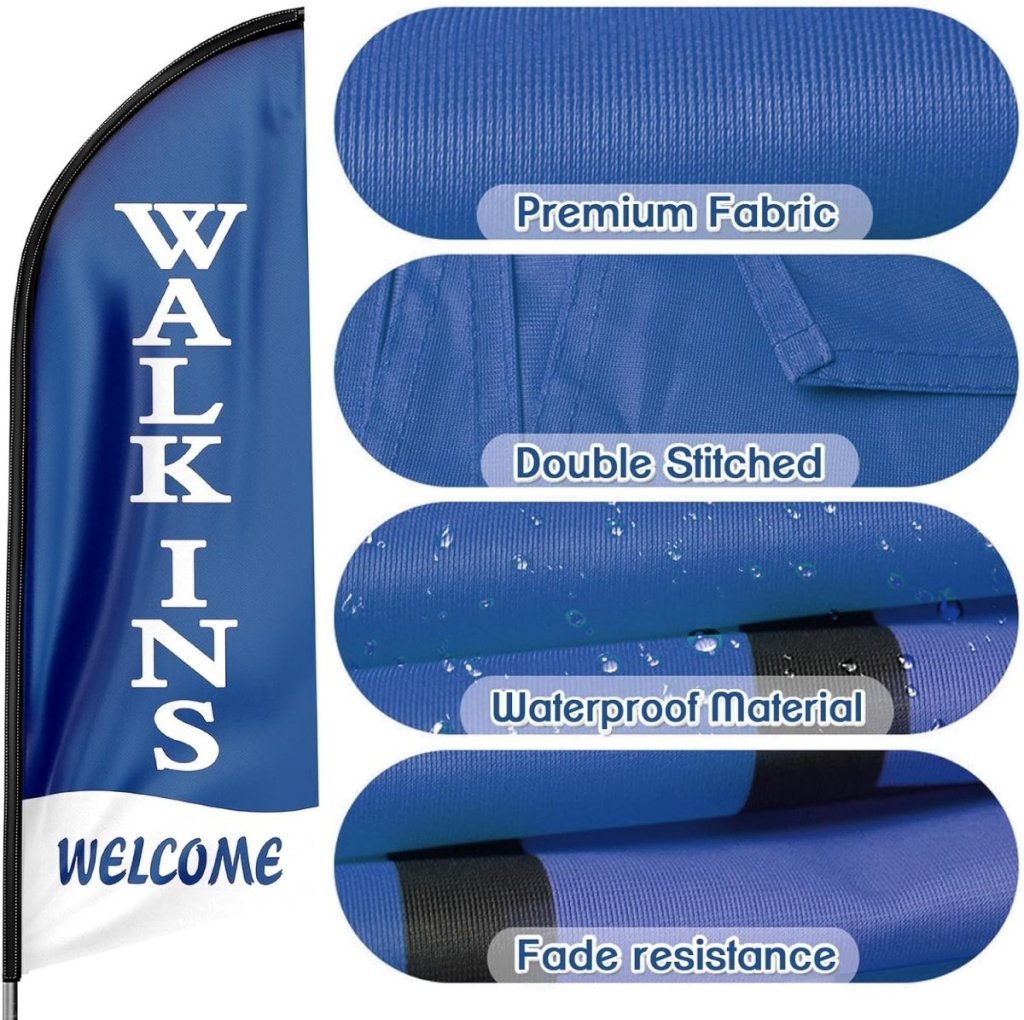 Walk Ins Welcome Sign - 8ft Walk - Ins Welcome Feather Flag（Flagpole Not Included） - FSFlag
