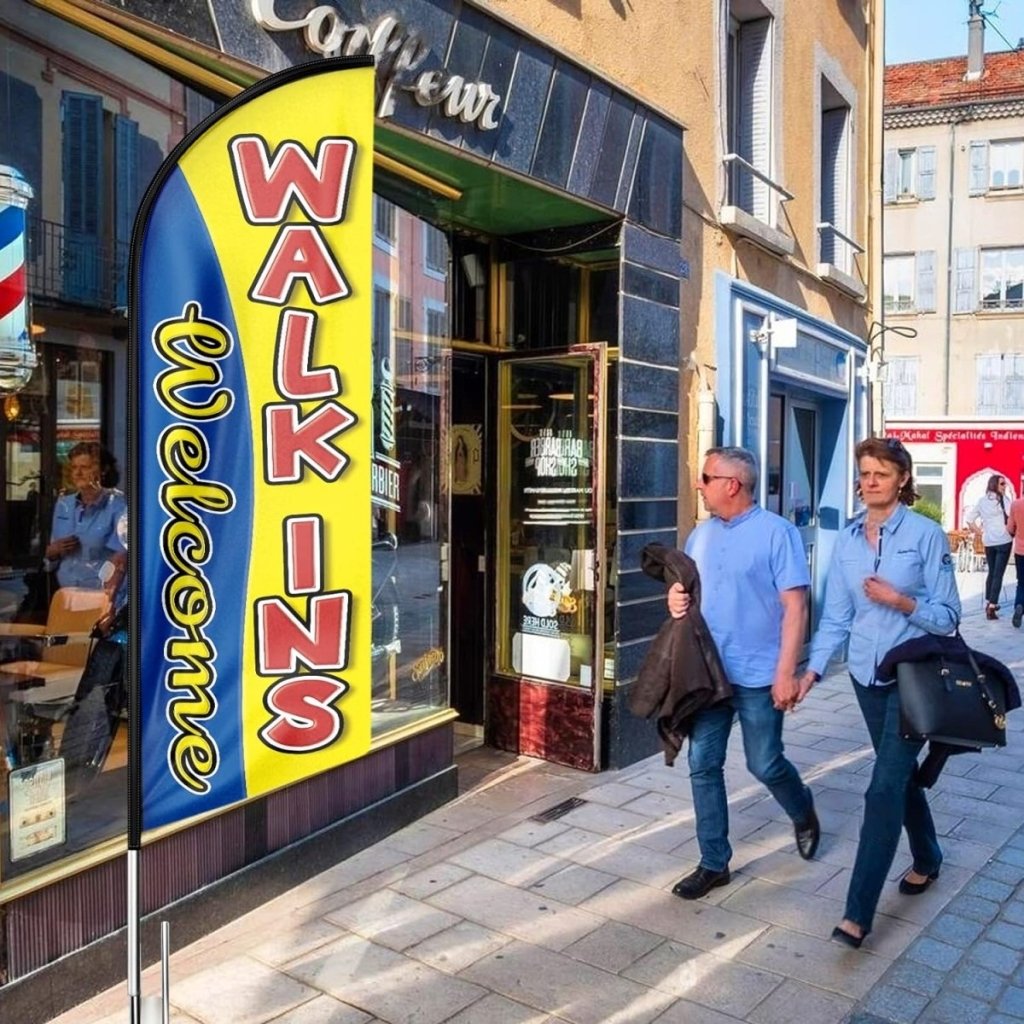 Walk Ins Welcome Sign - 8ft Yellow Walk - Ins Welcome Feather Flag（Flagpole Not Included） - FSFlag