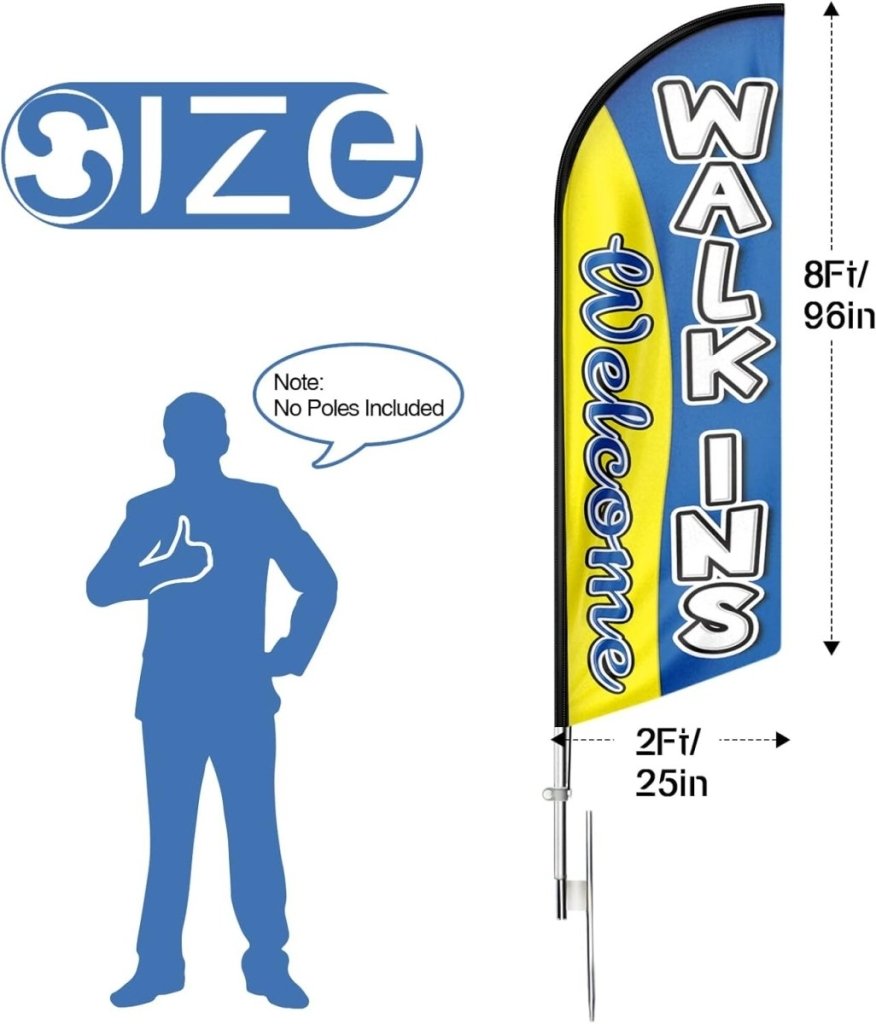 Walk Ins Welcome Sign - Walk - Ins Welcome Feather Flag（Flagpole Not Included） - FSFlag