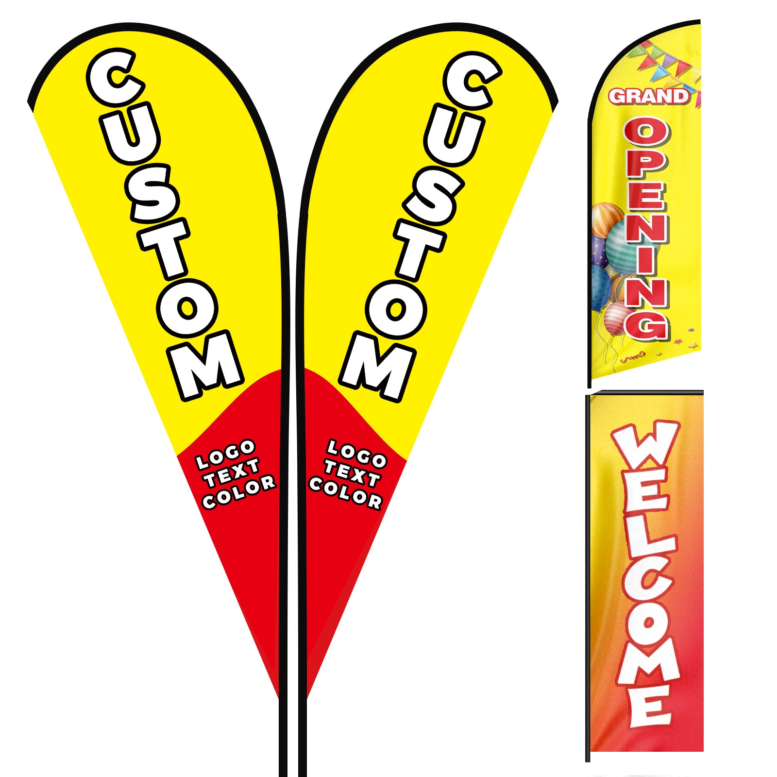 Custom Teardrop Flags-2.6x7.2FT, Double-Sided（Flagpole Not Included）