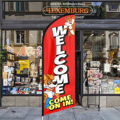 Welcome Come On In Sign - 11ft Red Welcome Come Feather Flag Pole Kit - FSFlag