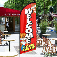 Welcome Come On In Sign - 11ft Red Welcome Come Feather Flag Pole Kit - FSFlag