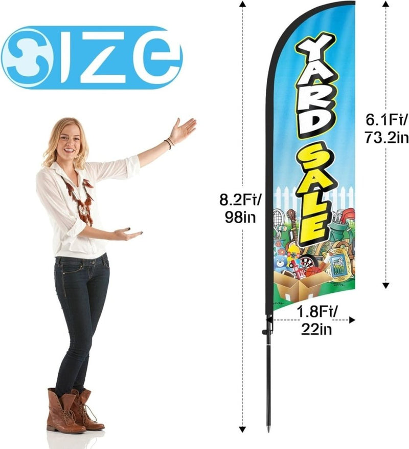 Yard Sale Signs - 8FT Yard Sale Feather Flags with Pole and Ground Stake - FSFlag