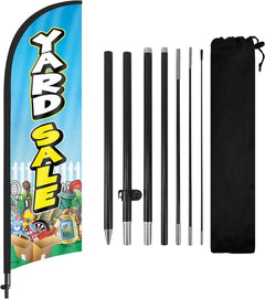 Yard Sale Signs - 8FT Yard Sale Feather Flags with Pole and Ground Stake - FSFlag