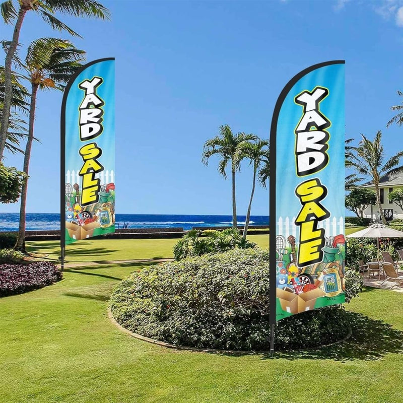 Yard Sale Signs - 8FT Yard Sale Feather Flags with Pole and Ground Stake - FSFlag